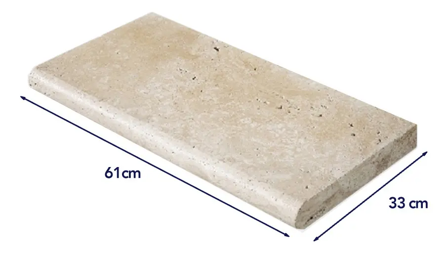 Borde Mármol Travertino Turco Rústico · medidas 33 x 61 x 3 cm