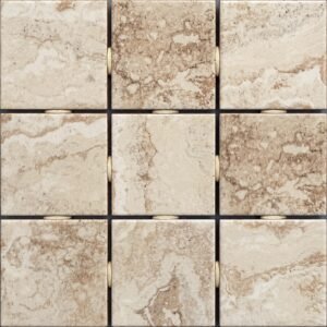 Cerámica Beige para piscinas: placa de 9 piezas de 10 x 10 cm, tonos beige con vetas